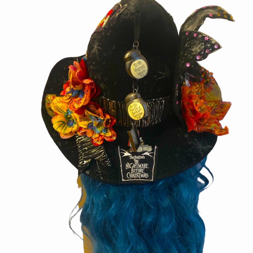The Nightmare Before Christmas SALLY Halloween Black Hat Handcrafted NEW - Picture 6 of 8